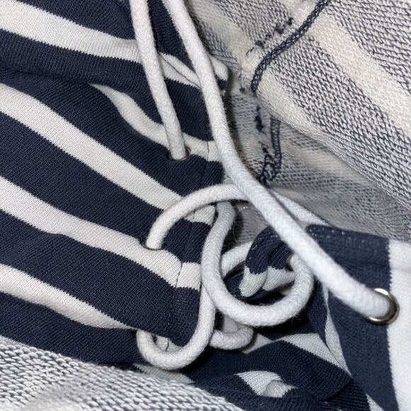 Jag Debbie Stripe Lace Up Top Womens Large Coastal Grandma Navy Blue - Picture 5 of 6